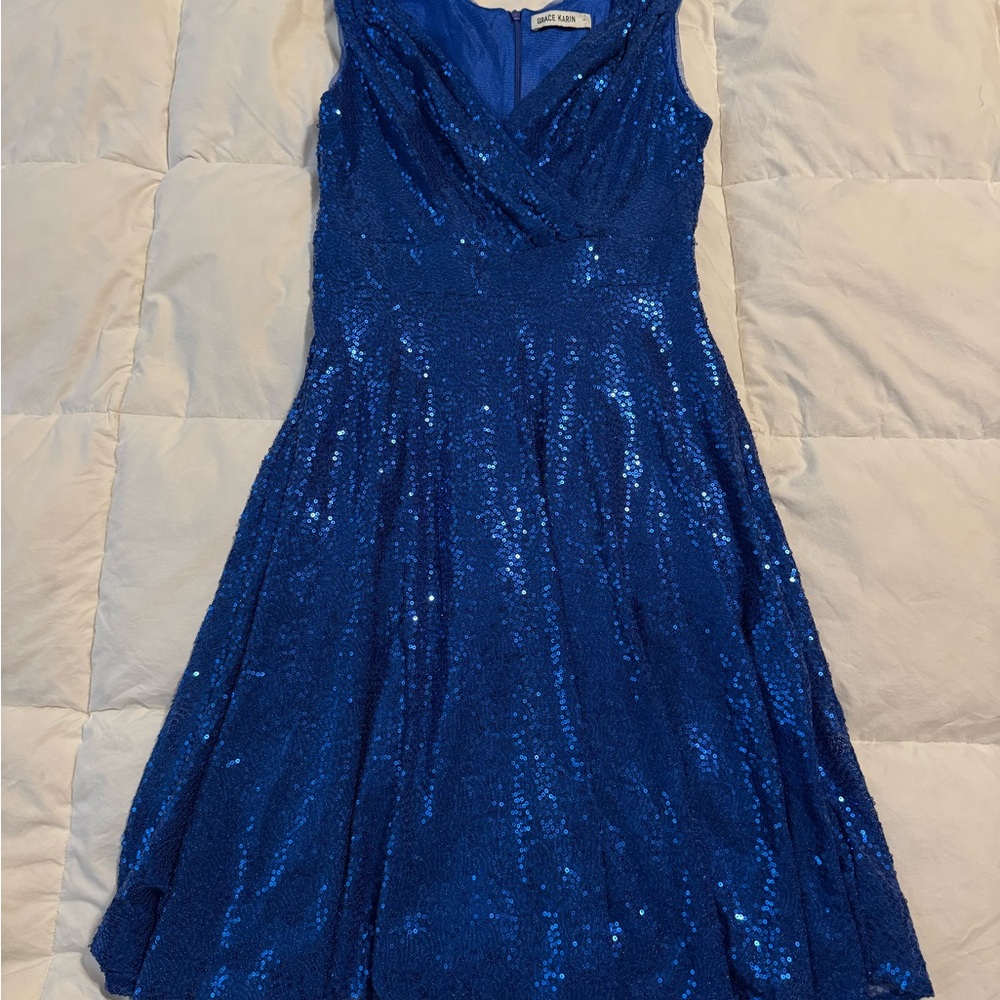 Grace Karin Royal Blue Sequin Dress size S